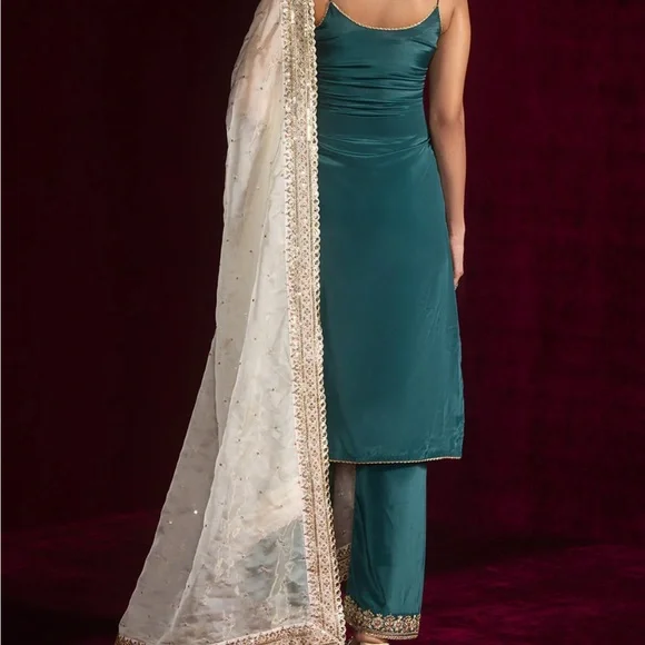 Teal Palazzo Suit with Duputta - Picture 2 of 5